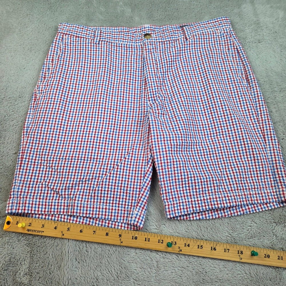 Vineyard Vines Breaker Shorts Mens 35 Gingham Plaid Cotton Red White Blue Multi